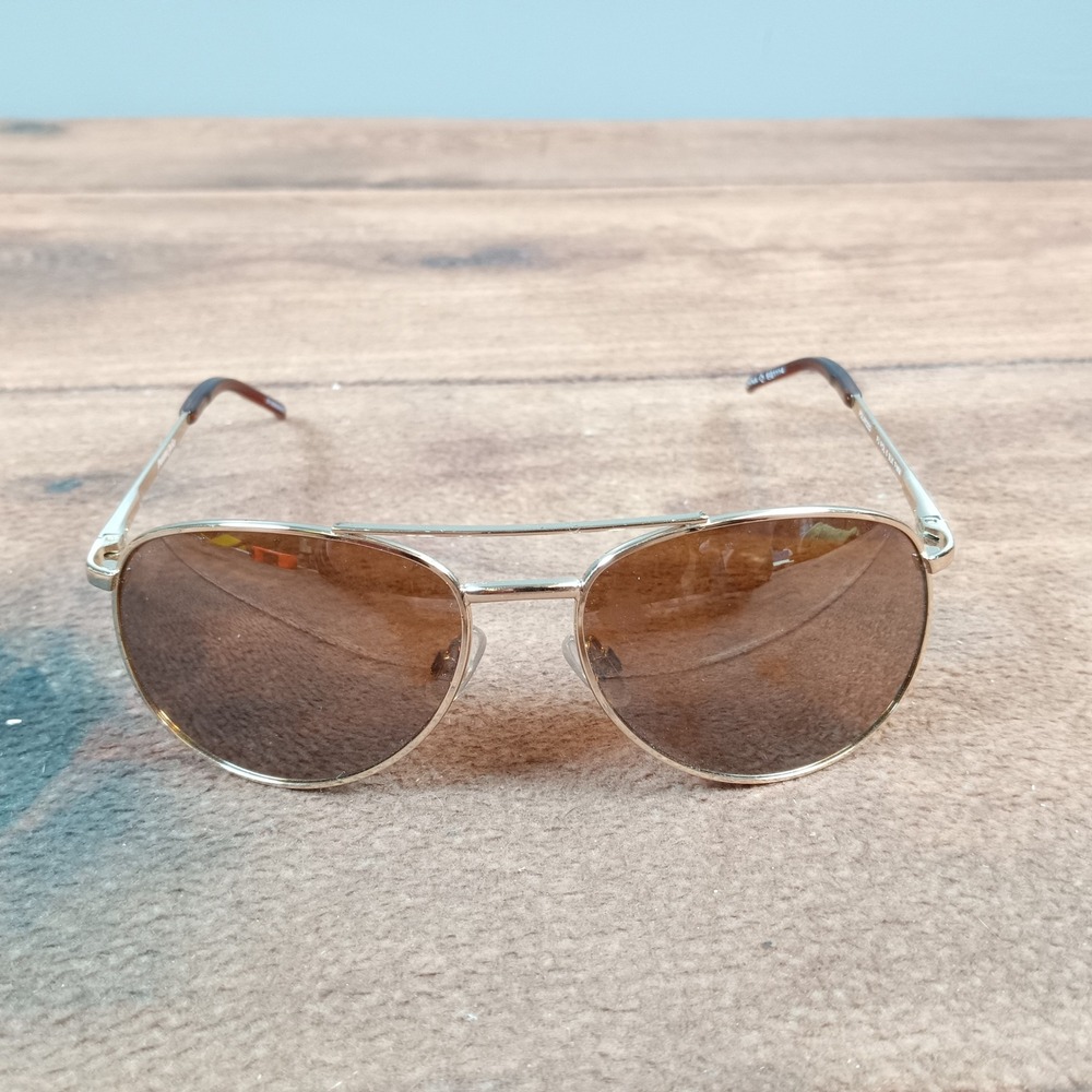 Panama Jack Gold Aviator Sunglasses Brown Tinted Lenses Unisex Classic Pilot